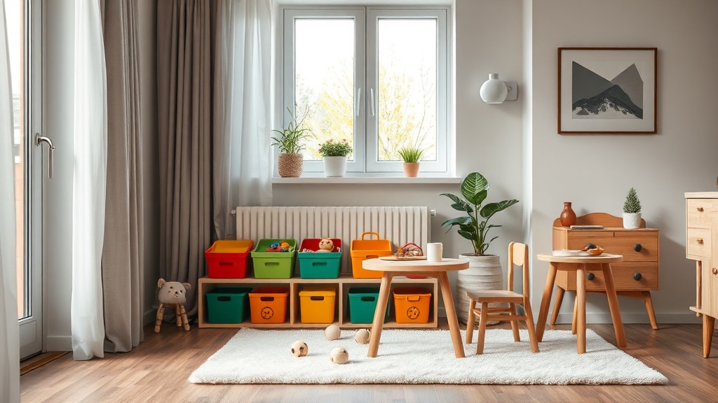 Spielecke im Wohnzimmer einrichten: Stauraum, Bodenbelag und Aufräumroutine auf 2 bis 4 m²